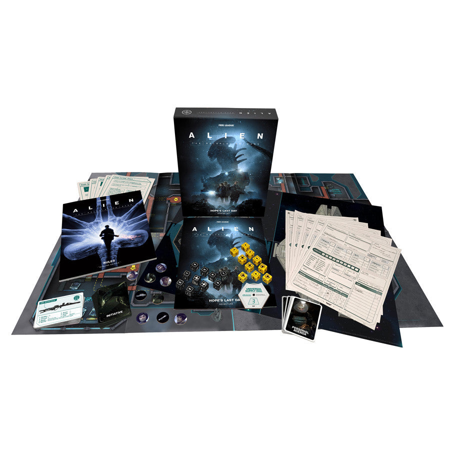 ALIEN RPG: Hope's Last Day - Starter Set components