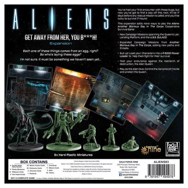 Aliens: Get Away From Her you B***h Expansion rear cover