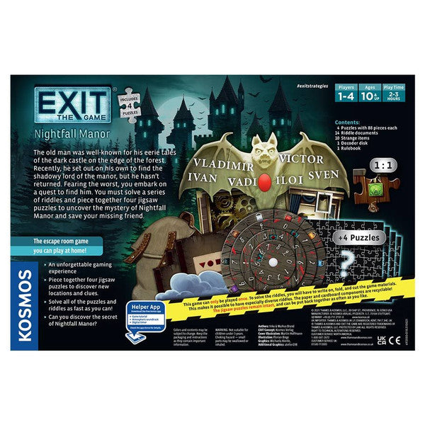 EXIT: Nightfall Manor plus Puzzle rear cover