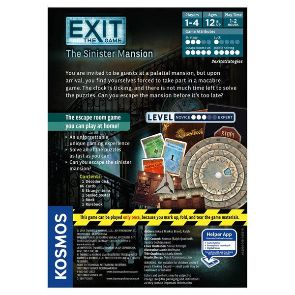 EXIT: The Sinister Mansion rear cover