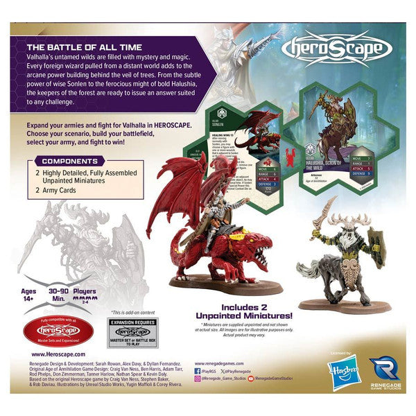 Heroscape: Rising Tide: Sonlen and Halushia, Scion of the Wild rear cover