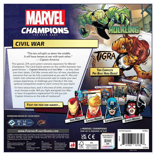Marvel Champions: The Card Game - Civil War rear cover