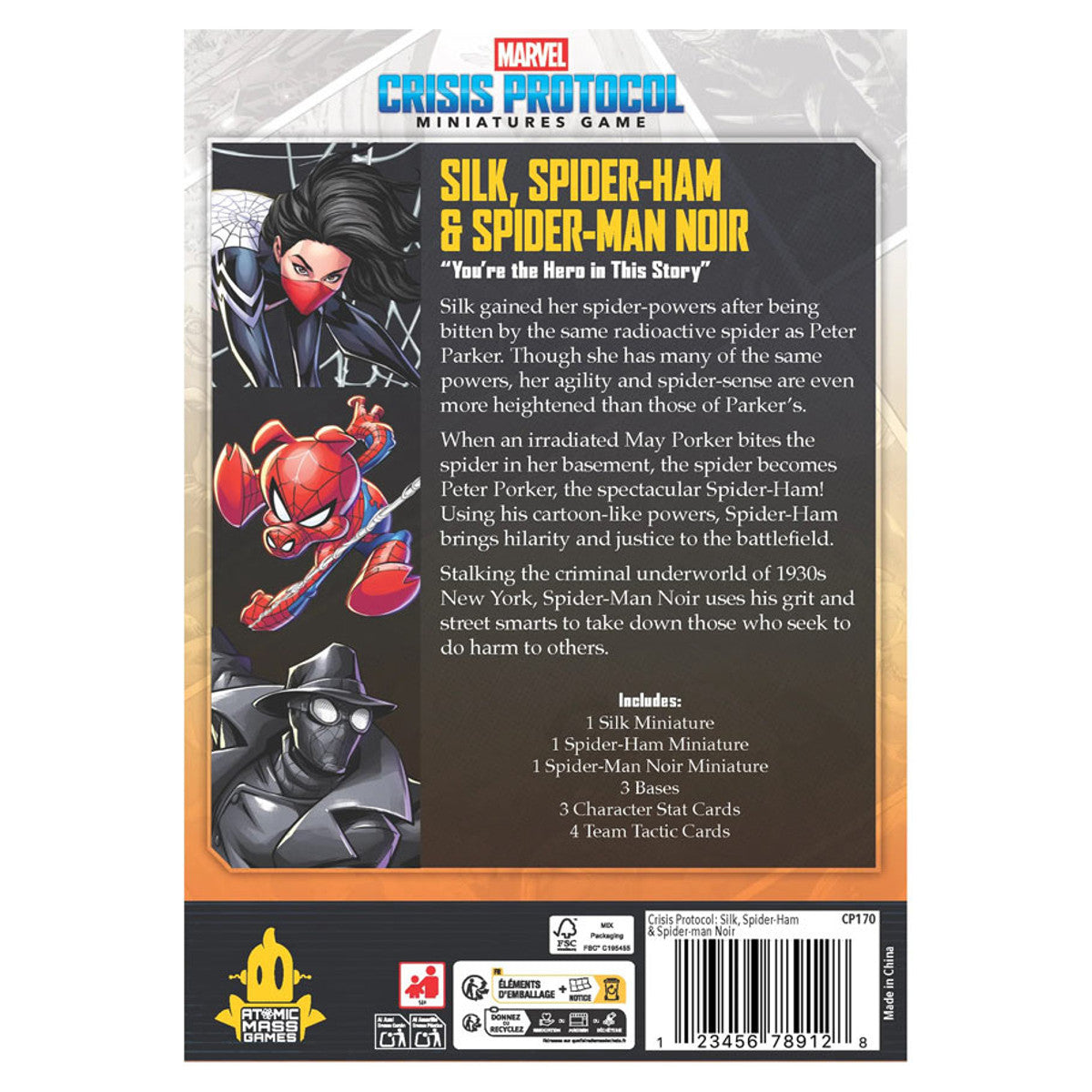 Marvel Crisis Protocol: Silk, Spider-Ham & Spider-Man Noir rear cover