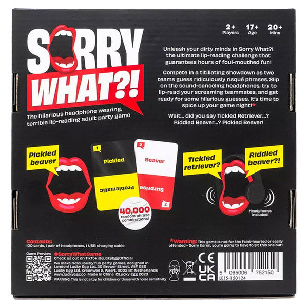 Sorry, What?! rear cover