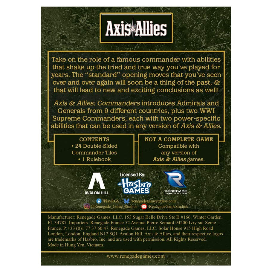 Axis & Allies: Commanders rear cover