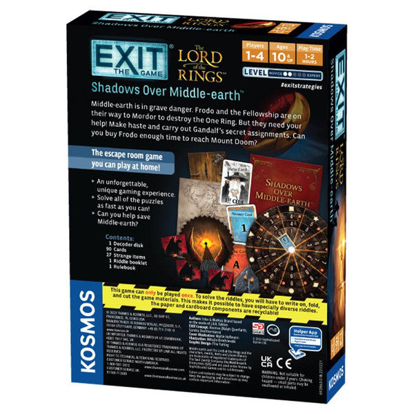 EXIT: The Lord of the Rings: Shadows Over Middle-earth rear cover