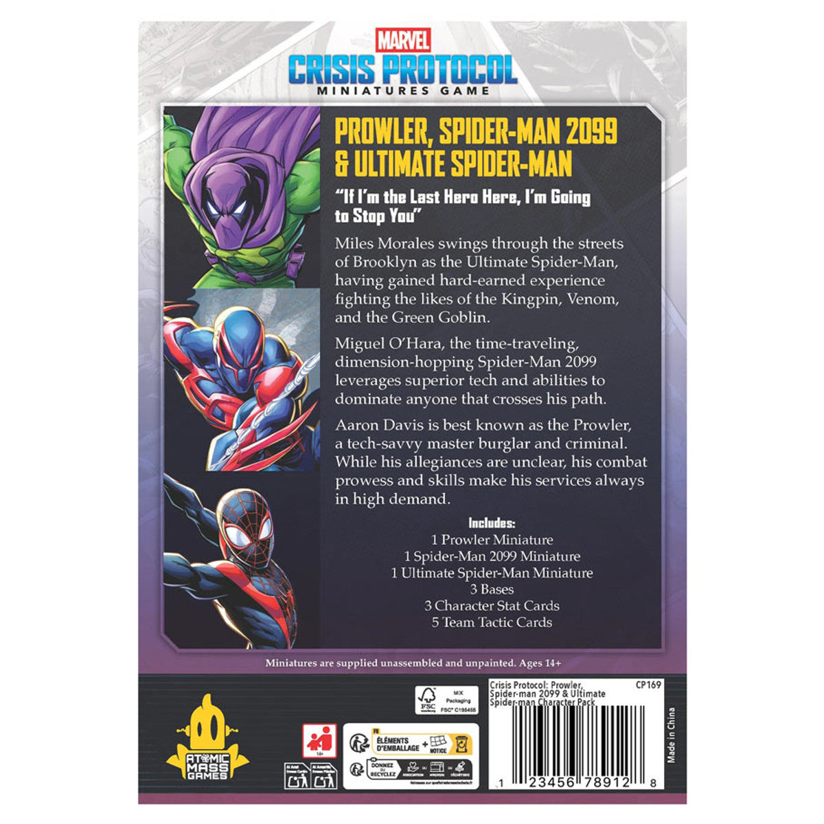 Marvel Crisis Protocol: Prowler, Spider-Man 2099 & Ultimate Spider-Man rear cover