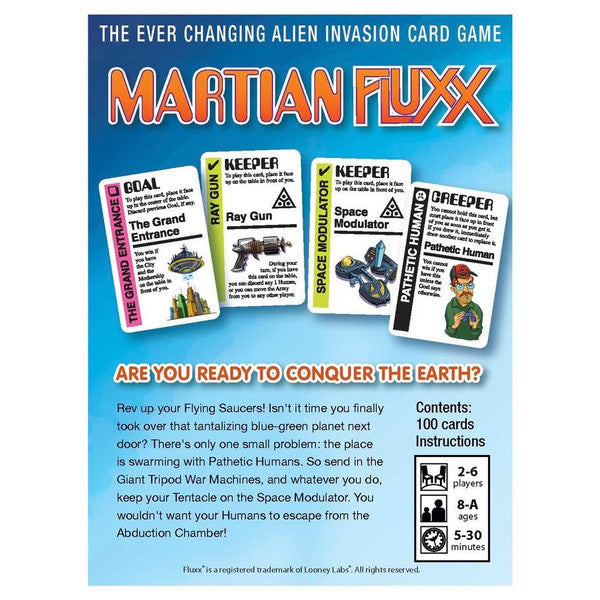 Martian Fluxx Back of Box