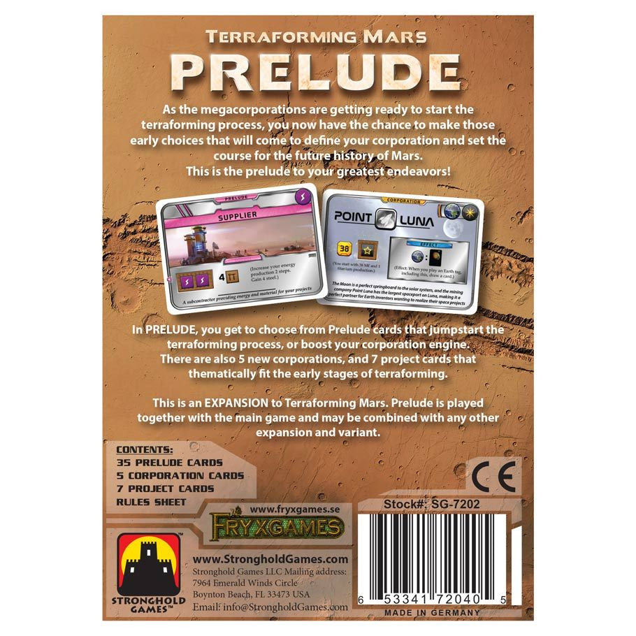 Terraforming Mars: Prelude rear cover